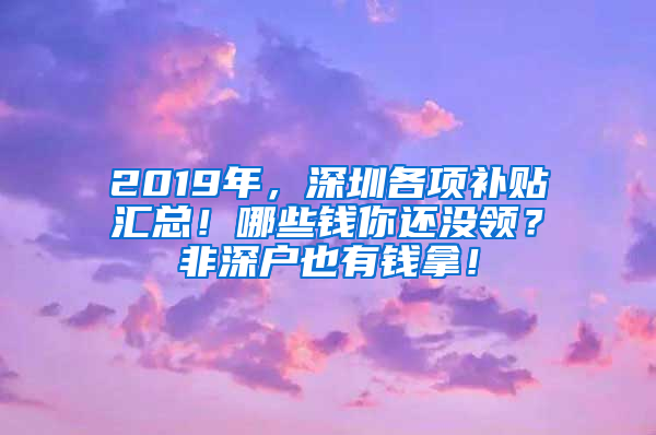 2019年，深圳各項補貼匯總！哪些錢你還沒領(lǐng)？非深戶也有錢拿！