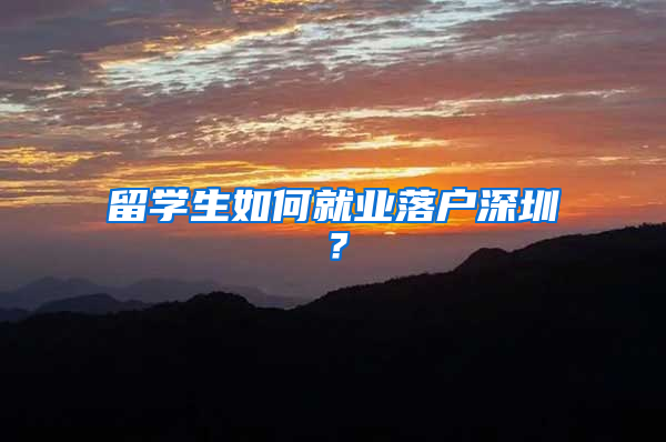 留學生如何就業(yè)落戶深圳？