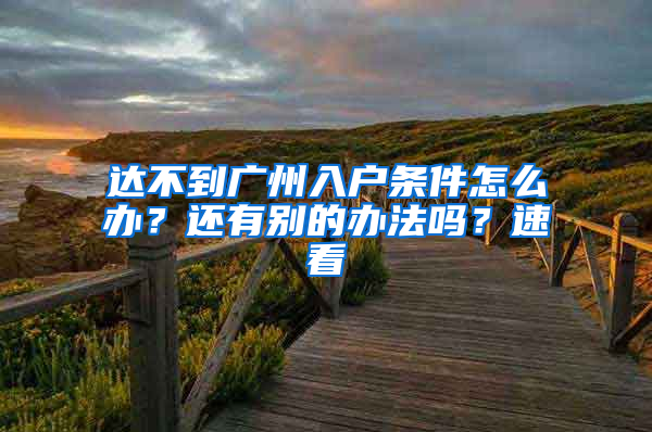 達(dá)不到廣州入戶條件怎么辦？還有別的辦法嗎？速看