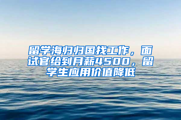 留學海歸歸國找工作，面試官給到月薪4500，留學生應用價值降低