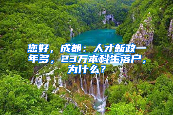 您好，成都：人才新政一年多，23萬本科生落戶，為什么？