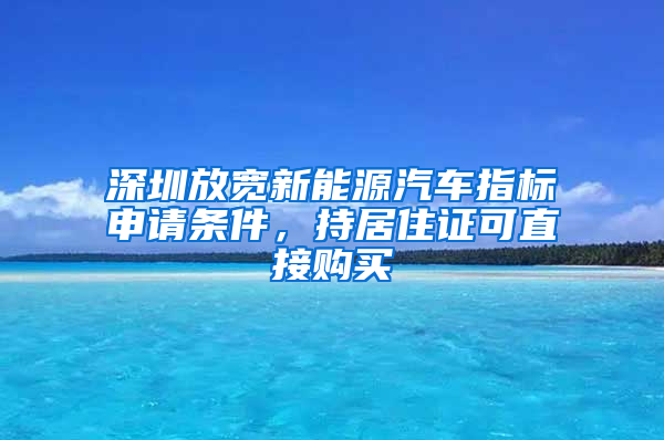 深圳放寬新能源汽車指標申請條件，持居住證可直接購買