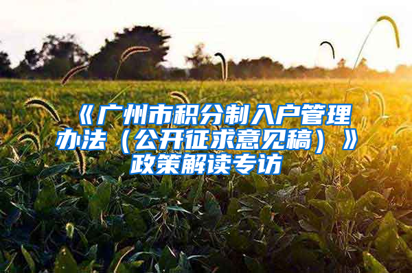 《廣州市積分制入戶管理辦法（公開(kāi)征求意見(jiàn)稿）》政策解讀專(zhuān)訪