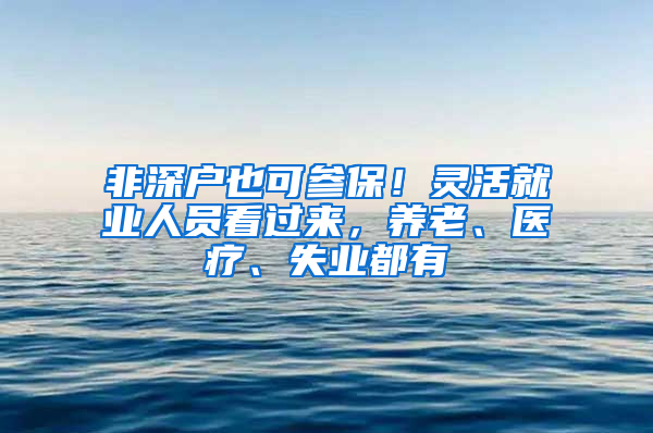 非深戶也可參保！靈活就業(yè)人員看過來，養(yǎng)老、醫(yī)療、失業(yè)都有