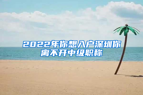 2022年你想入戶深圳你離不開中級職稱