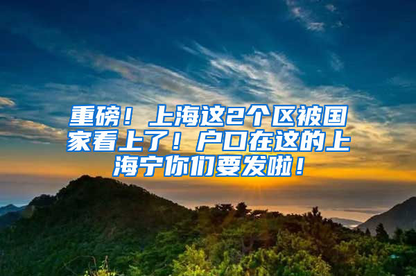 重磅！上海這2個區(qū)被國家看上了！戶口在這的上海寧你們要發(fā)啦！