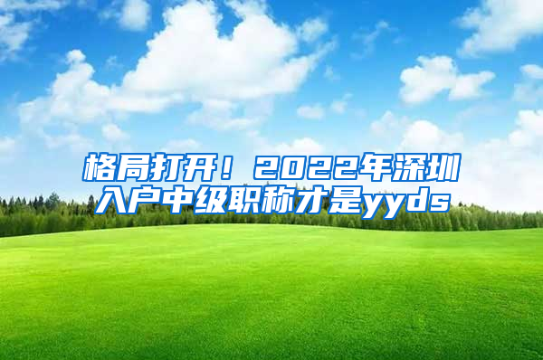 格局打開！2022年深圳入戶中級職稱才是yyds