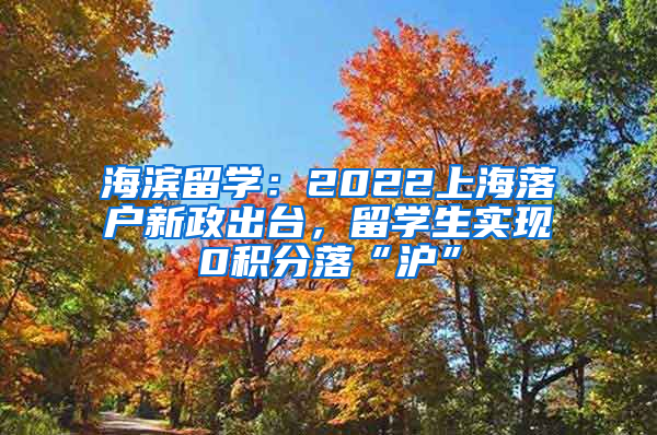 海濱留學(xué)：2022上海落戶新政出臺，留學(xué)生實現(xiàn)0積分落“滬”