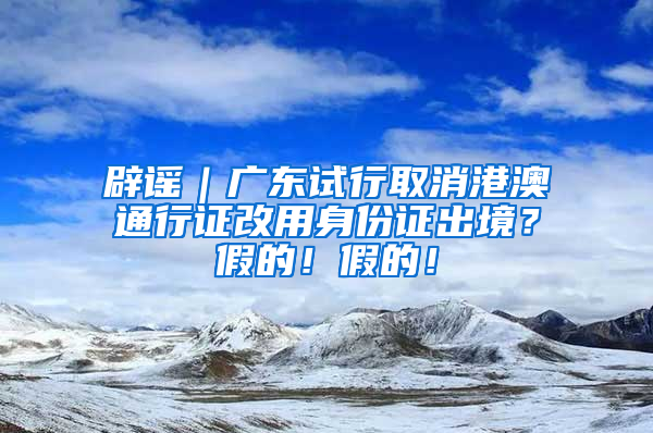 辟謠｜廣東試行取消港澳通行證改用身份證出境？假的！假的！