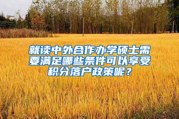 就讀中外合作辦學(xué)碩士需要滿足哪些條件可以享受積分落戶政策呢？