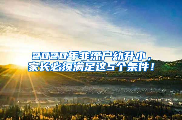 2020年非深戶幼升小，家長(zhǎng)必須滿足這5個(gè)條件！