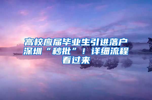 高校應(yīng)屆畢業(yè)生引進(jìn)落戶深圳“秒批”！詳細(xì)流程看過來