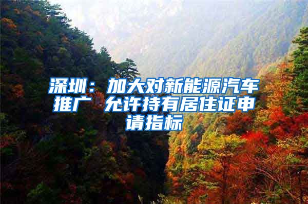 深圳：加大對(duì)新能源汽車推廣 允許持有居住證申請(qǐng)指標(biāo)