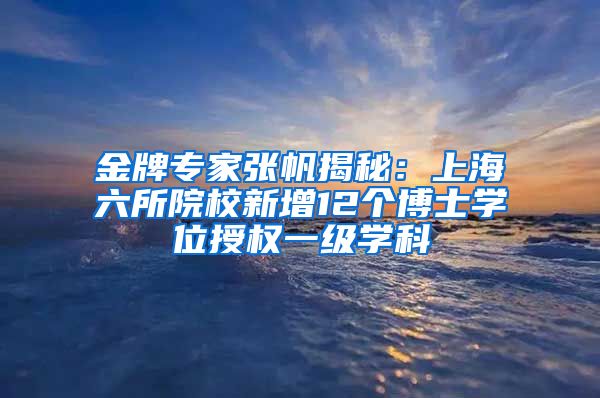 金牌專家張帆揭秘：上海六所院校新增12個(gè)博士學(xué)位授權(quán)一級學(xué)科