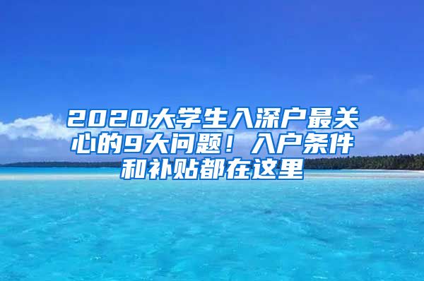 2020大學生入深戶最關(guān)心的9大問題！入戶條件和補貼都在這里