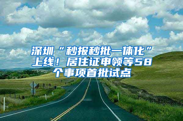 深圳“秒報秒批一體化”上線！居住證申領(lǐng)等58個事項首批試點