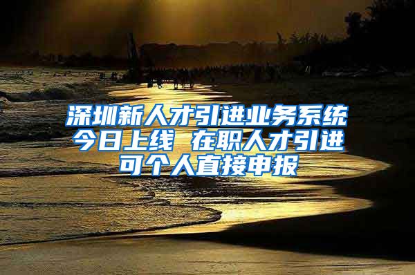 深圳新人才引進業(yè)務系統(tǒng)今日上線 在職人才引進可個人直接申報