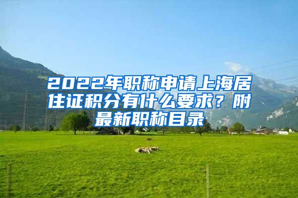 2022年職稱申請上海居住證積分有什么要求？附最新職稱目錄