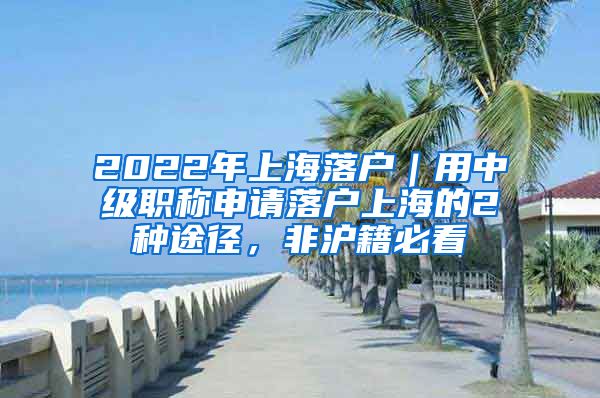 2022年上海落戶｜用中級(jí)職稱申請(qǐng)落戶上海的2種途徑，非滬籍必看