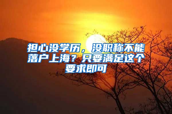 擔(dān)心沒(méi)學(xué)歷，沒(méi)職稱不能落戶上海？只要滿足這個(gè)要求即可