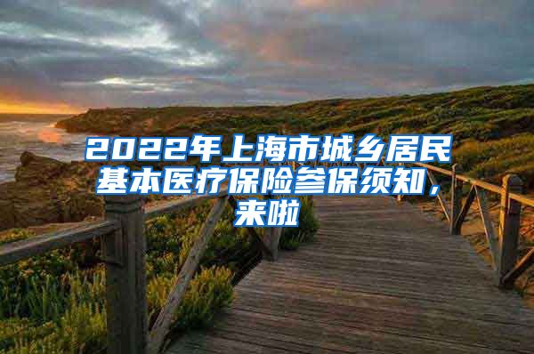 2022年上海市城鄉(xiāng)居民基本醫(yī)療保險(xiǎn)參保須知，來啦