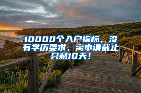 10000個入戶指標，沒有學歷要求，離申請截止只剩10天！