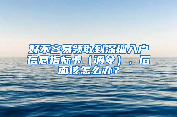 好不容易領取到深圳入戶信息指標卡（調(diào)令），后面該怎么辦？