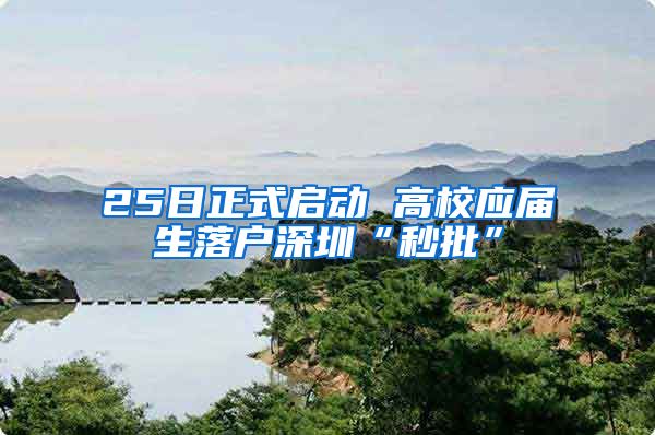 25日正式啟動 高校應屆生落戶深圳“秒批”