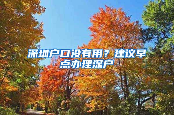 深圳戶口沒有用？建議早點(diǎn)辦理深戶