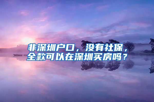 非深圳戶口，沒有社保，全款可以在深圳買房嗎？