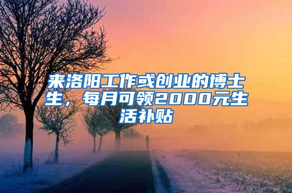 來洛陽(yáng)工作或創(chuàng)業(yè)的博士生，每月可領(lǐng)2000元生活補(bǔ)貼