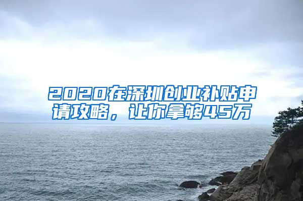 2020在深圳創(chuàng)業(yè)補貼申請攻略，讓你拿夠45萬