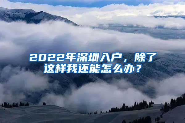 2022年深圳入戶，除了這樣我還能怎么辦？