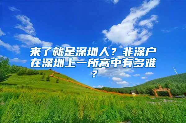 來(lái)了就是深圳人？非深戶在深圳上一所高中有多難？