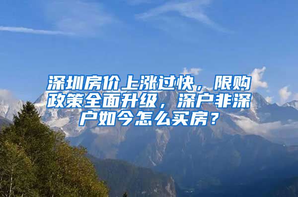 深圳房價上漲過快，限購政策全面升級，深戶非深戶如今怎么買房？