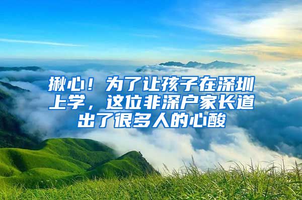 揪心！為了讓孩子在深圳上學(xué)，這位非深戶家長(zhǎng)道出了很多人的心酸