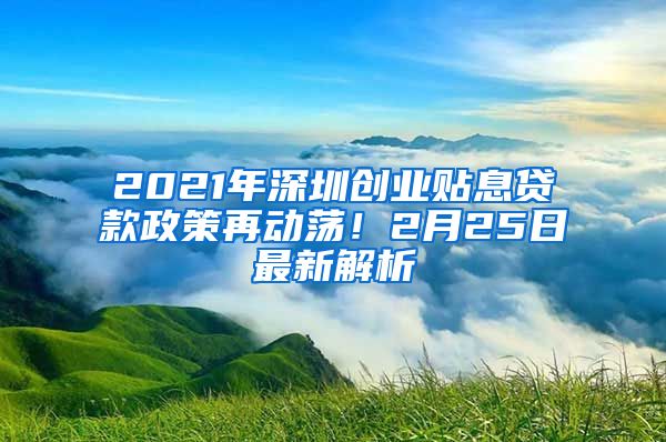 2021年深圳創(chuàng)業(yè)貼息貸款政策再動蕩！2月25日最新解析