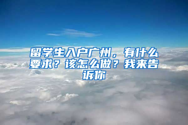 留學生入戶廣州，有什么要求？該怎么做？我來告訴你