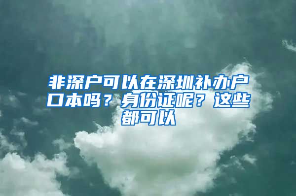 非深戶可以在深圳補辦戶口本嗎？身份證呢？這些都可以