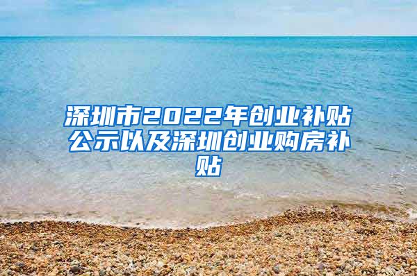 深圳市2022年創(chuàng)業(yè)補貼公示以及深圳創(chuàng)業(yè)購房補貼