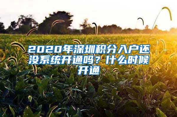 2020年深圳積分入戶還沒系統(tǒng)開通嗎？什么時候開通