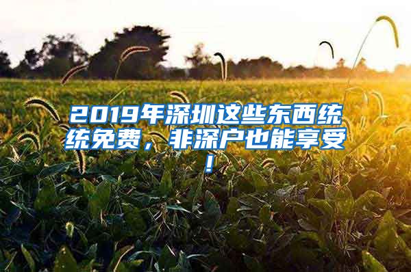 2019年深圳這些東西統(tǒng)統(tǒng)免費(fèi)，非深戶也能享受！