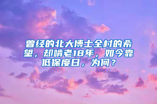 曾經(jīng)的北大博士全村的希望，卻啃老18年，如今靠低保度日，為何？