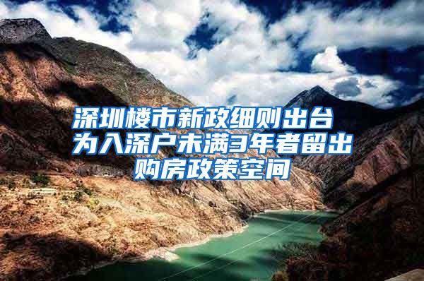 深圳樓市新政細則出臺 為入深戶未滿3年者留出購房政策空間