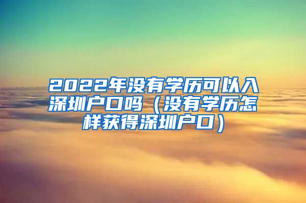 2022年沒有學(xué)歷可以入深圳戶口嗎（沒有學(xué)歷怎樣獲得深圳戶口）