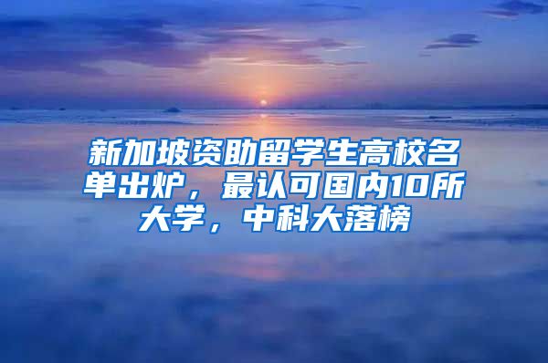 新加坡資助留學(xué)生高校名單出爐，最認(rèn)可國內(nèi)10所大學(xué)，中科大落榜