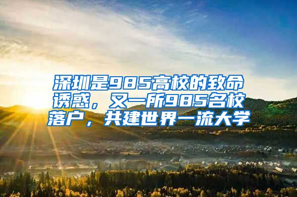 深圳是985高校的致命誘惑，又一所985名校落戶，共建世界一流大學