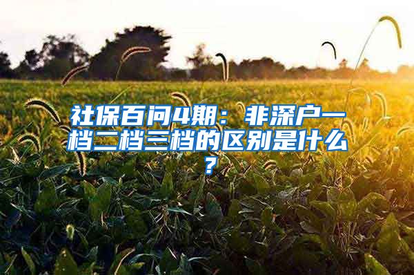 社保百問4期：非深戶一檔二檔三檔的區(qū)別是什么？