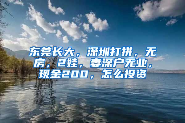 東莞長大，深圳打拼，無房，2娃，妻深戶無業(yè)，現(xiàn)金200，怎么投資