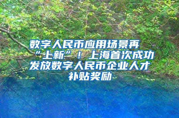 數(shù)字人民幣應(yīng)用場景再“上新”！上海首次成功發(fā)放數(shù)字人民幣企業(yè)人才補(bǔ)貼獎勵